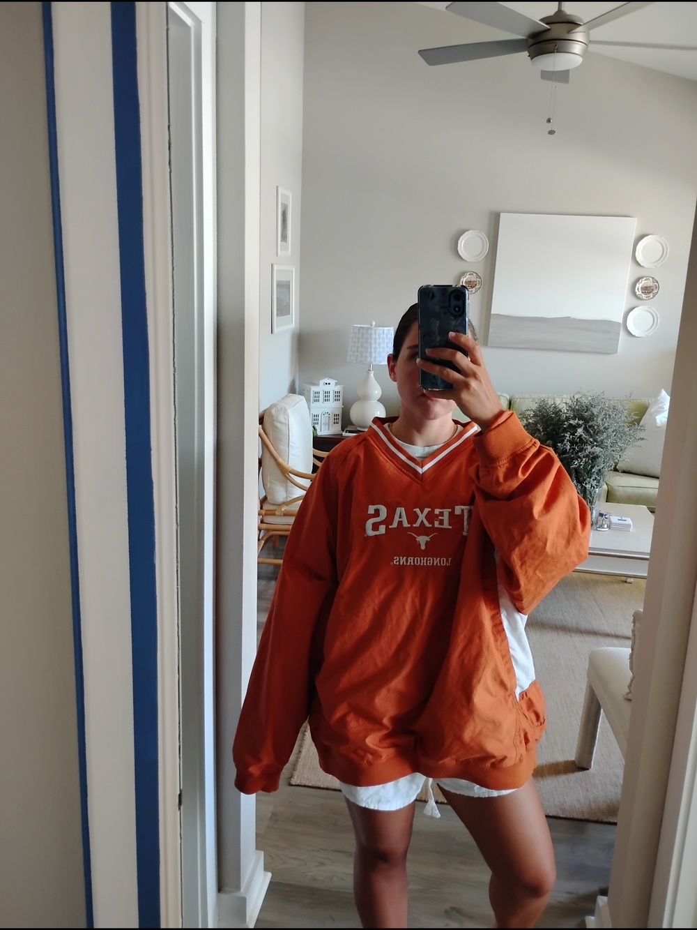 Vintage Texas Longhorn Orange Varsity Pullover Jacket - Red Oak